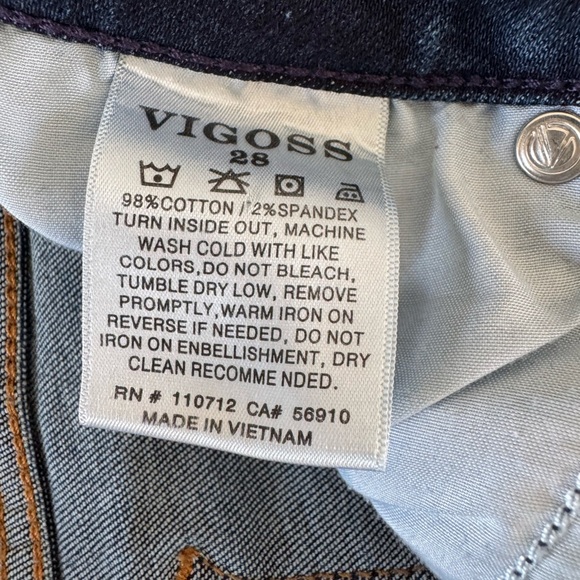 Vigoss Dark Blue Marley Cropped Straight Frayed Hem Jeans - Picture 6 of 9